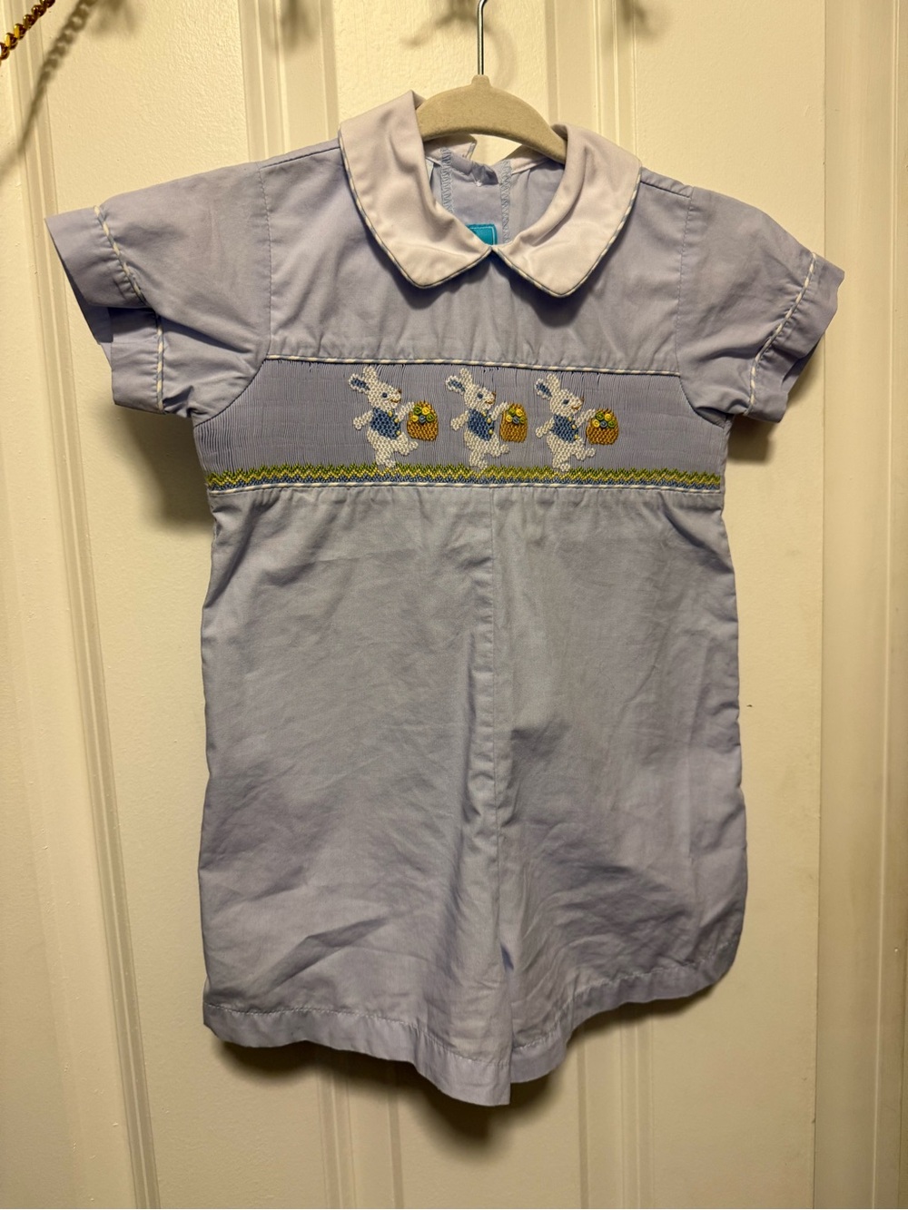 Claire & Charlie Fine Hand Smocked Bubble Romper 18 Months Baby Boy Easter Bunny